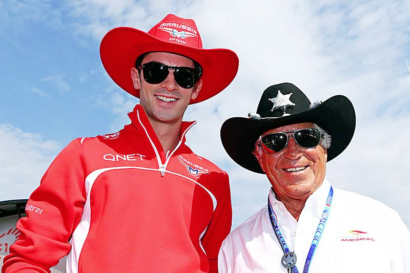 Racecar drivers Alexander Rossi & Mario Andretti Photograph courtesy of the Marussia F1 Team & pitpass.com