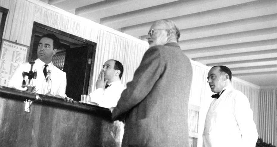 Ernest Hemingway at Harry's Bar, Venice, Italy 1949. Photo courtesy: jfklibrary.org