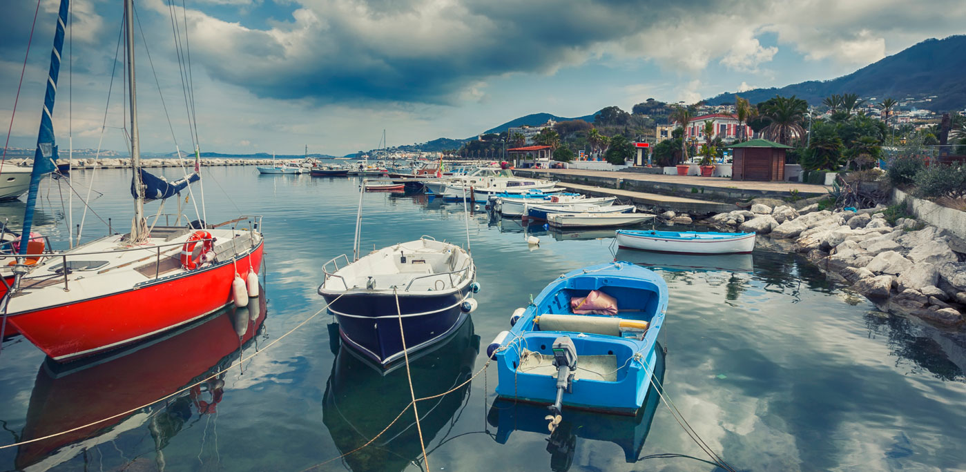 Boats at Lacco Ameno harbour , Ischia island in Italy — Photo by araraadt