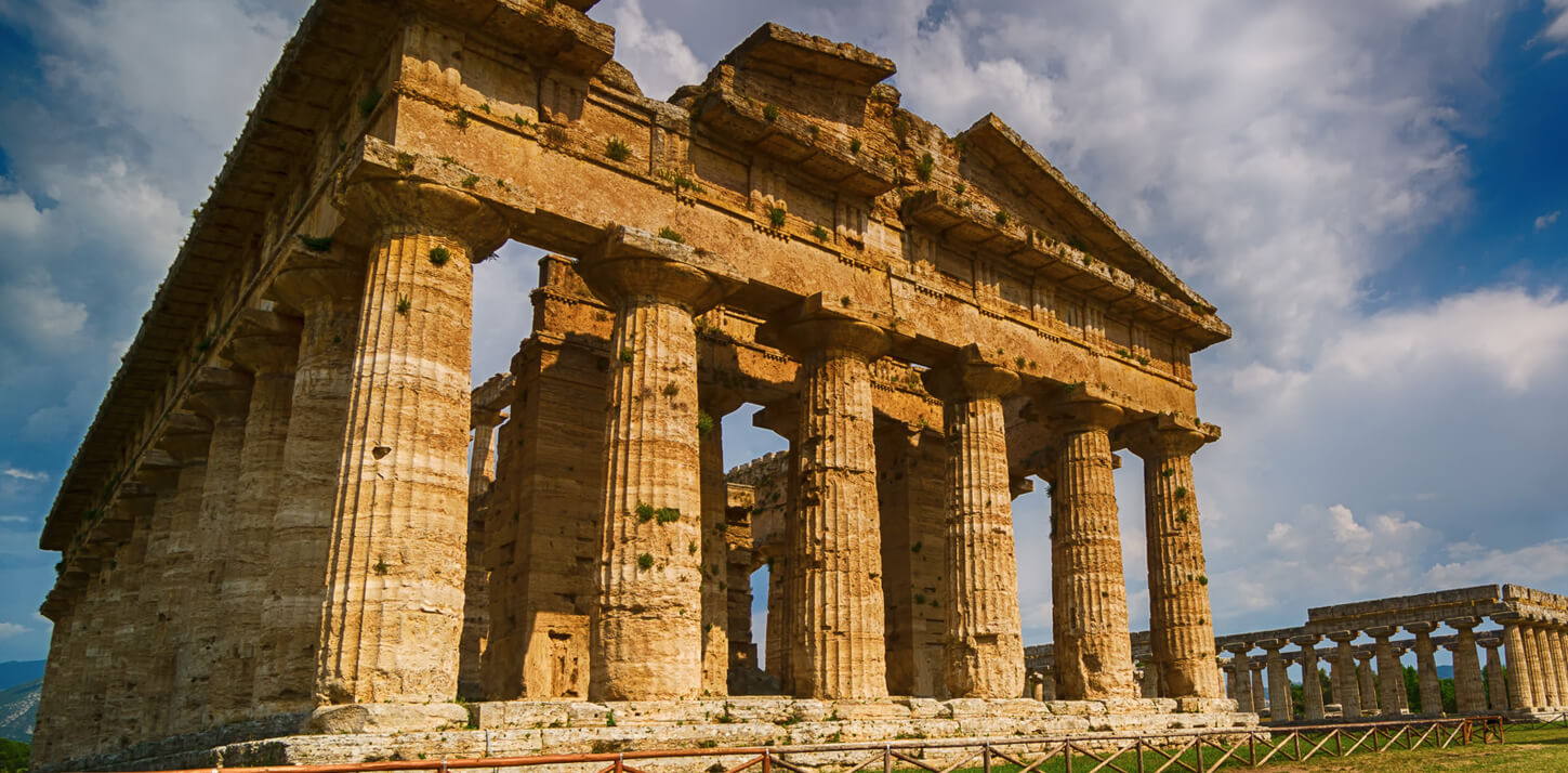 Temple of Neptune. Paestum archaeological site in Italy— Photo by Dogstock