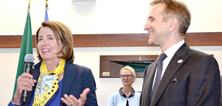 Congresswoman Nancy Pelosi & Consul General Mauro Battocchi Photo credit must read: Photograph courtesy of Nickolas Marinelli