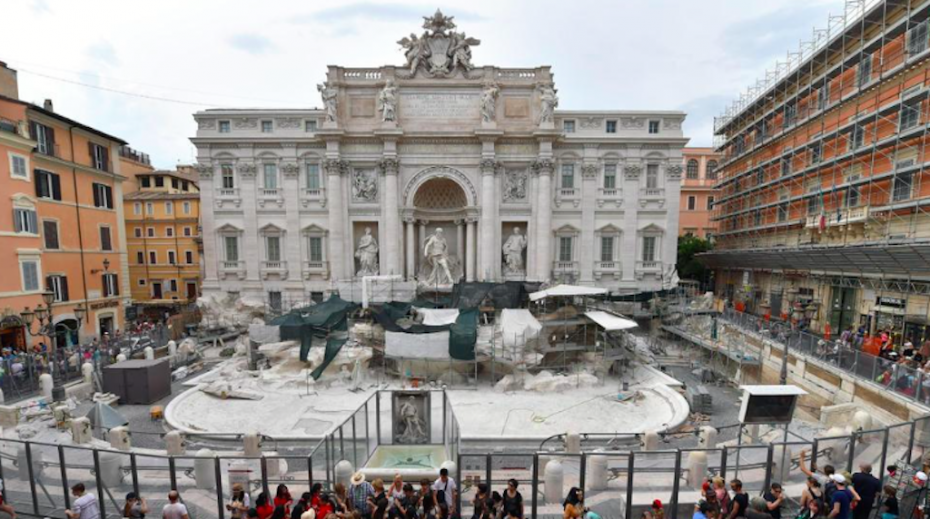 Trevi Fountain restoration is half way to be completed