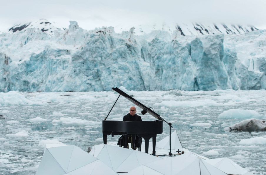 Italia Composer Ludovico Einaudi Performs On a Floating Platform in The Arctic Ocean To Support Greenpeace