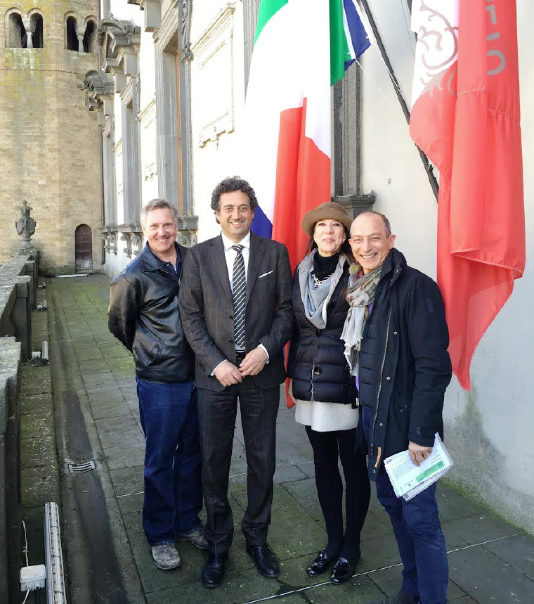 Celebrating San Giuseppe Day in Orvieto.  (Left to Right) David Perry, The Honorable Giuseppe Germani, Mayor of Orvieto, and Tiziana & Massimo Aloisio. Photograph by Comune di Orvieto