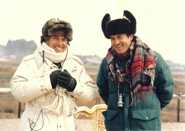 Bernardo Bertolucci and Vittorio Storaro on the set of the film "THE LAST EMPEROR" 1987. Photo Courtesy of V. Storaro