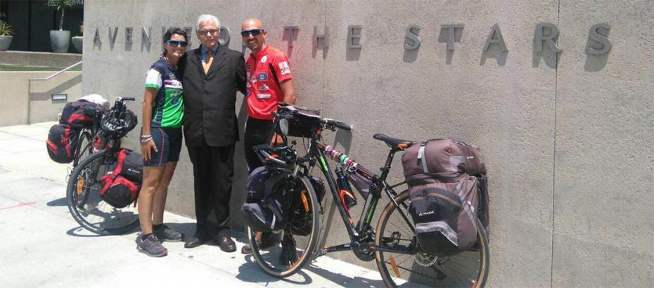 Giovanna Napolitano, Antonio Verde -Consul General of Italy and Giuseppe Campochiaro in front of LA Consulate. Photo Courtesy of LA Consulate