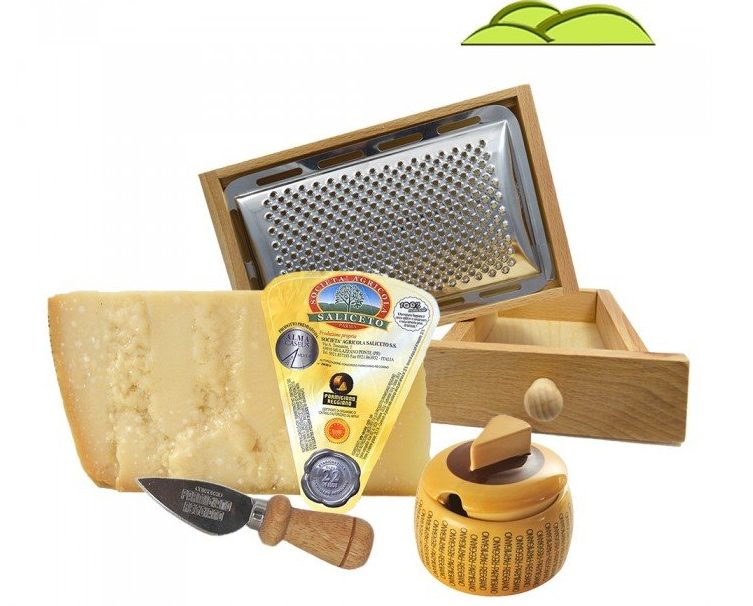 PDO Parmigiano Reggiano from Collina and Montagna with Grater and