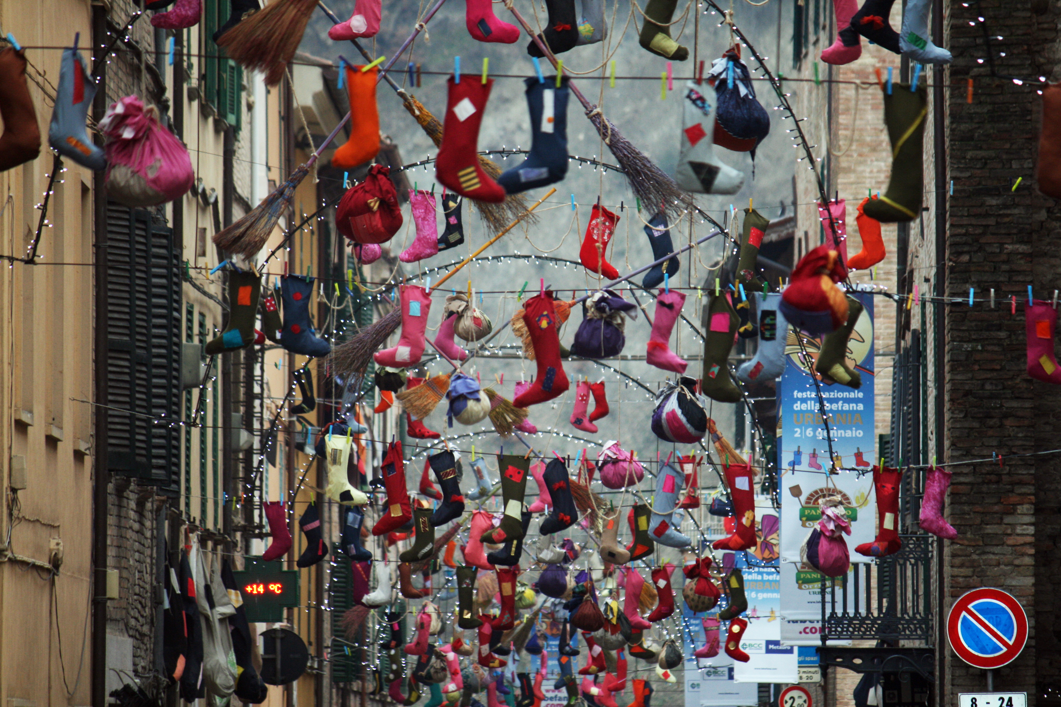 A lot of hoses to celebrate the befana a traditional italian epiphany witch at urbania in italy. © Danilo Mongiello | Dreamstime.com