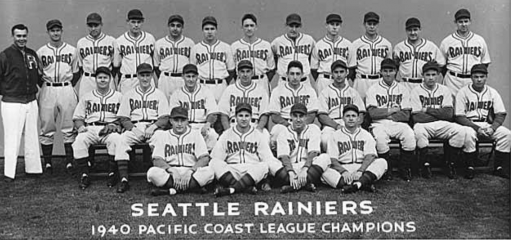 Baseball signed by members of the Seattle Rainiers during their