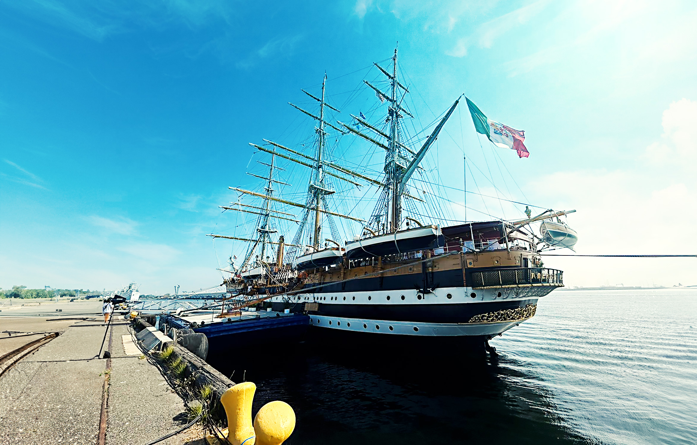 Italian Navy training ship, Amerigo Vespucci, docks at the Port of Los Angeles